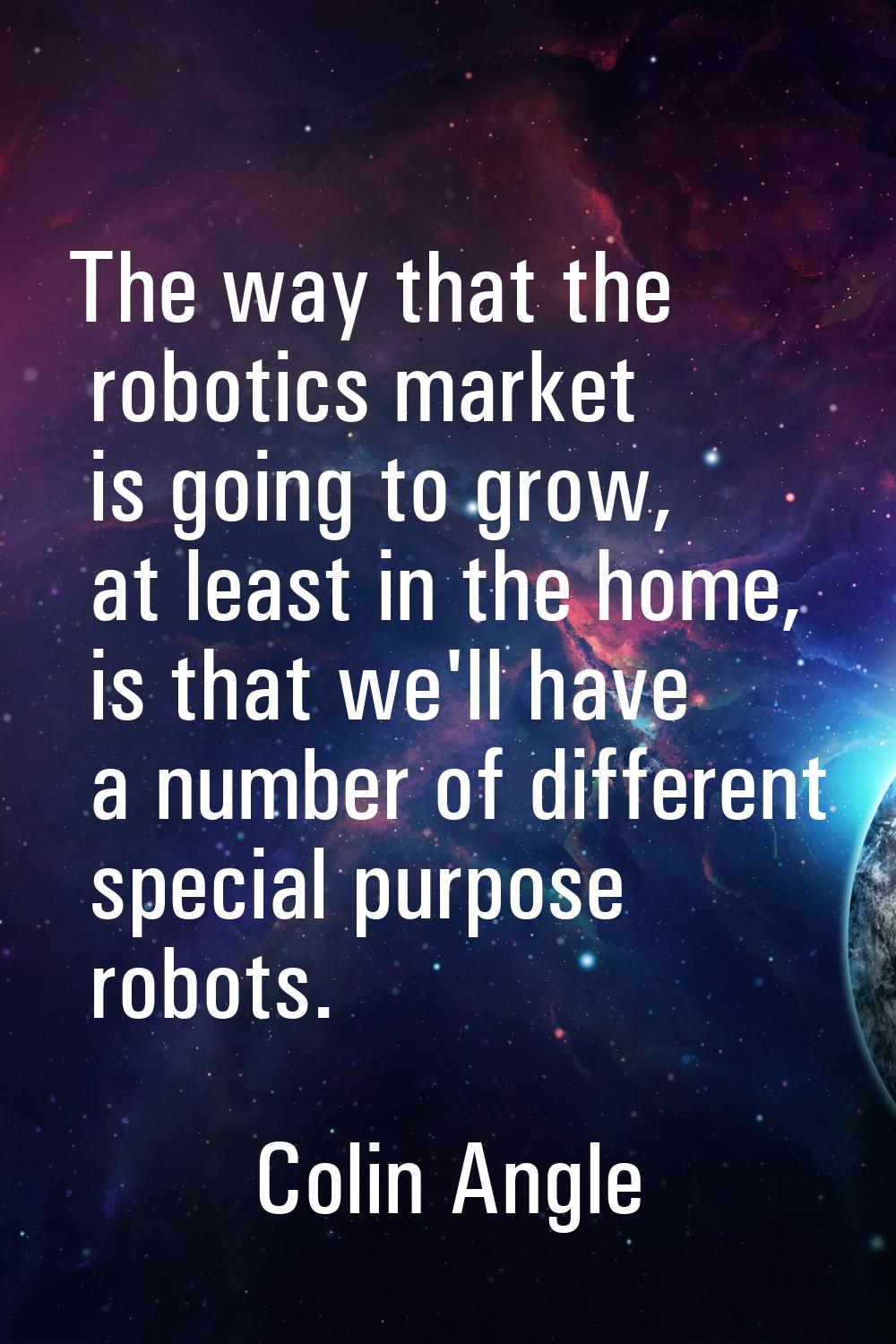 The way that the robotics market is going to grow, at least in the home, is that we'll have a numbe