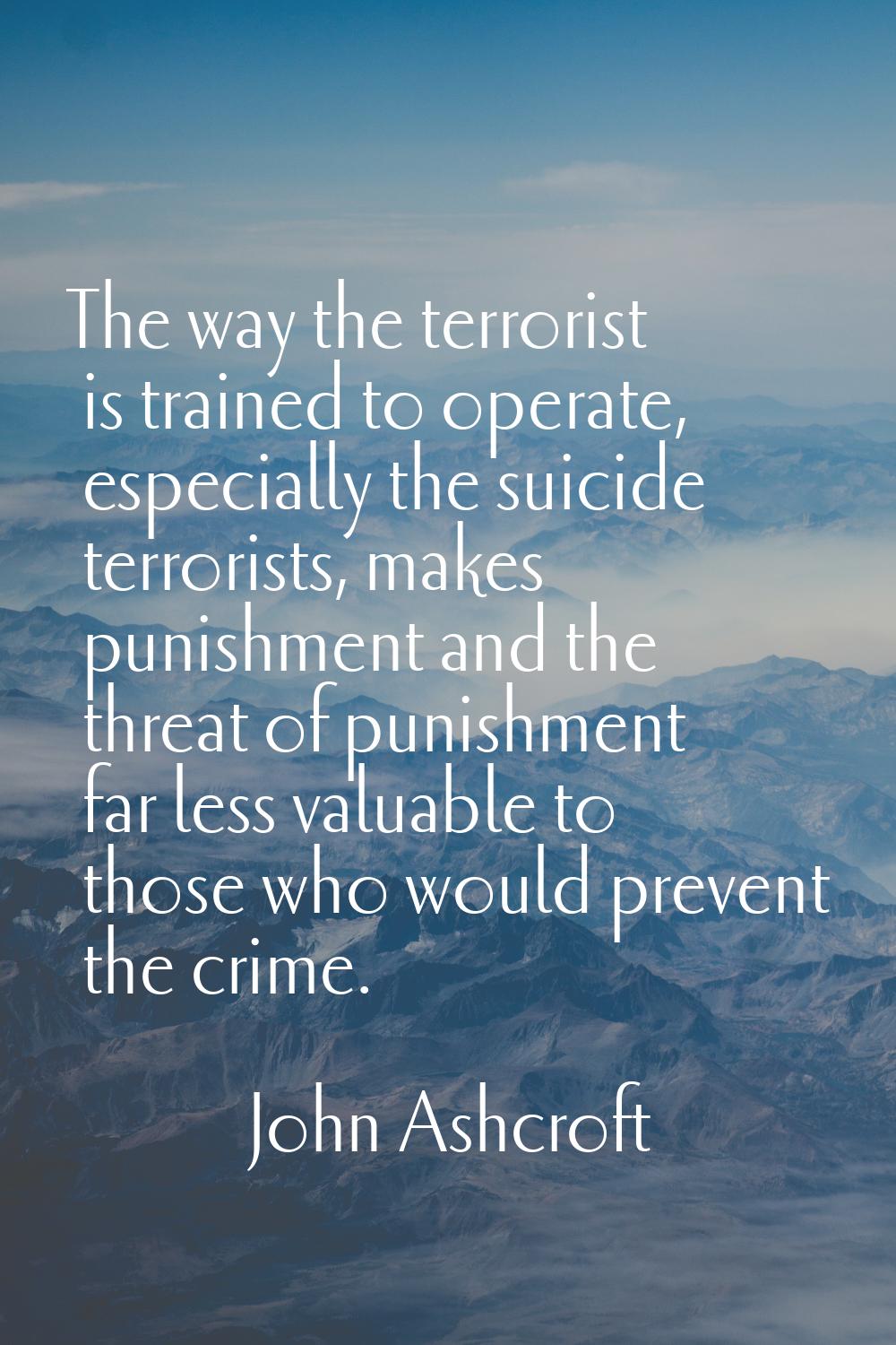 The way the terrorist is trained to operate, especially the suicide terrorists, makes punishment an