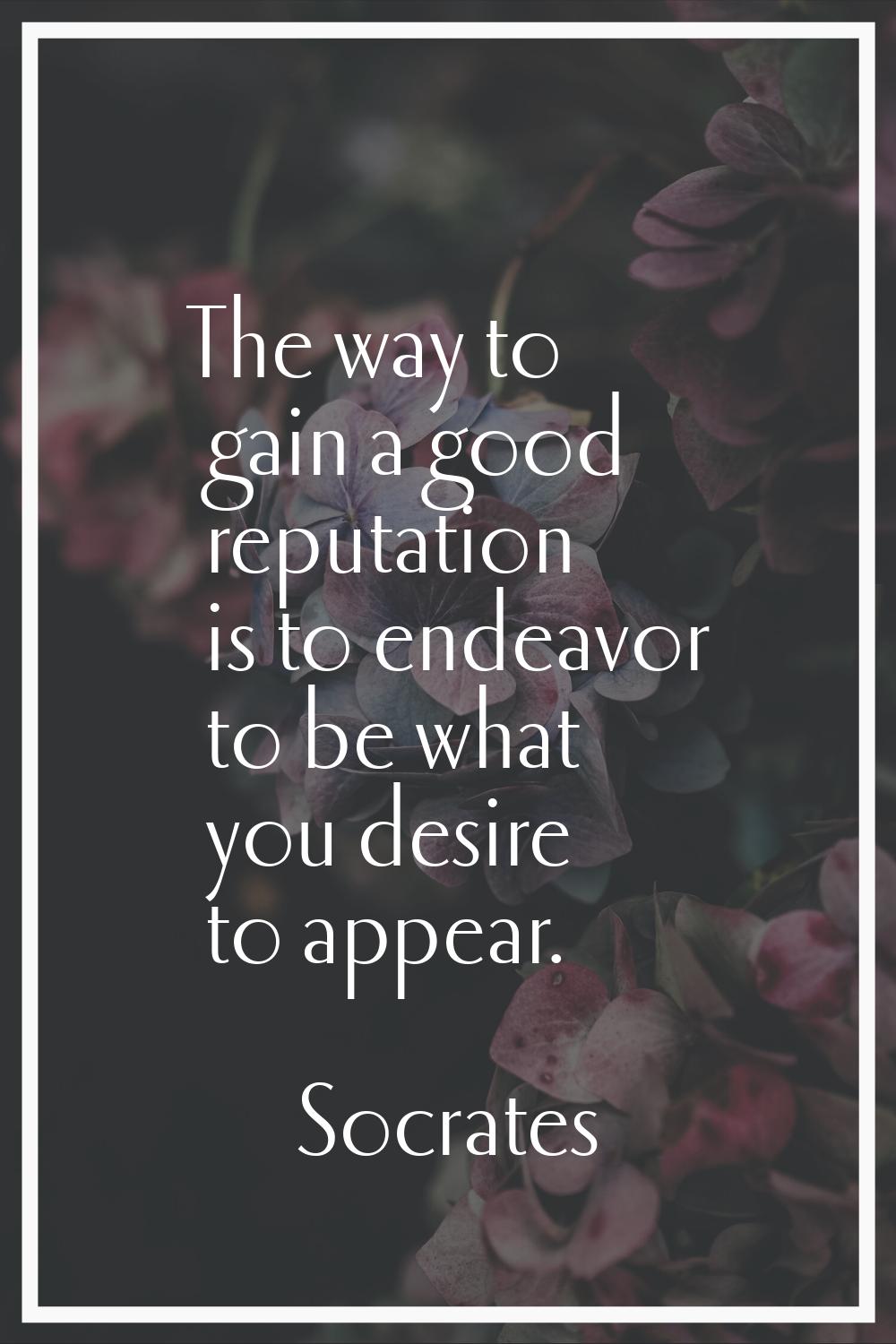 The way to gain a good reputation is to endeavor to be what you desire to appear.