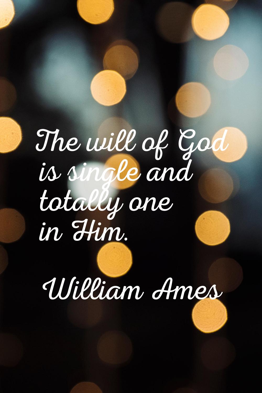 The will of God is single and totally one in Him.