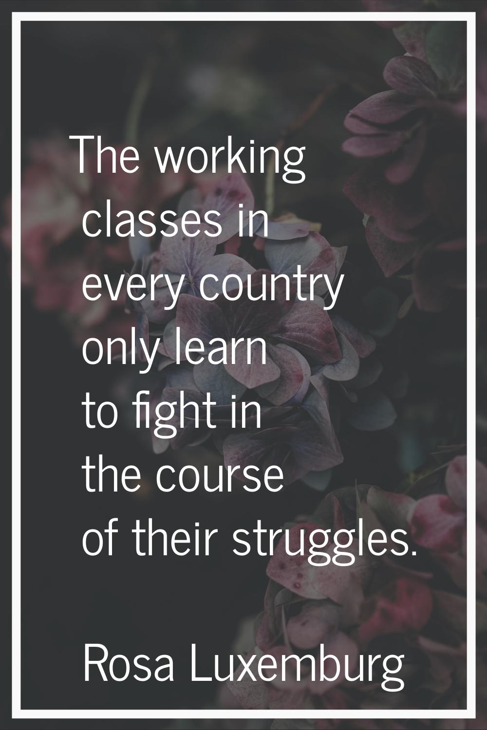 The working classes in every country only learn to fight in the course of their struggles.