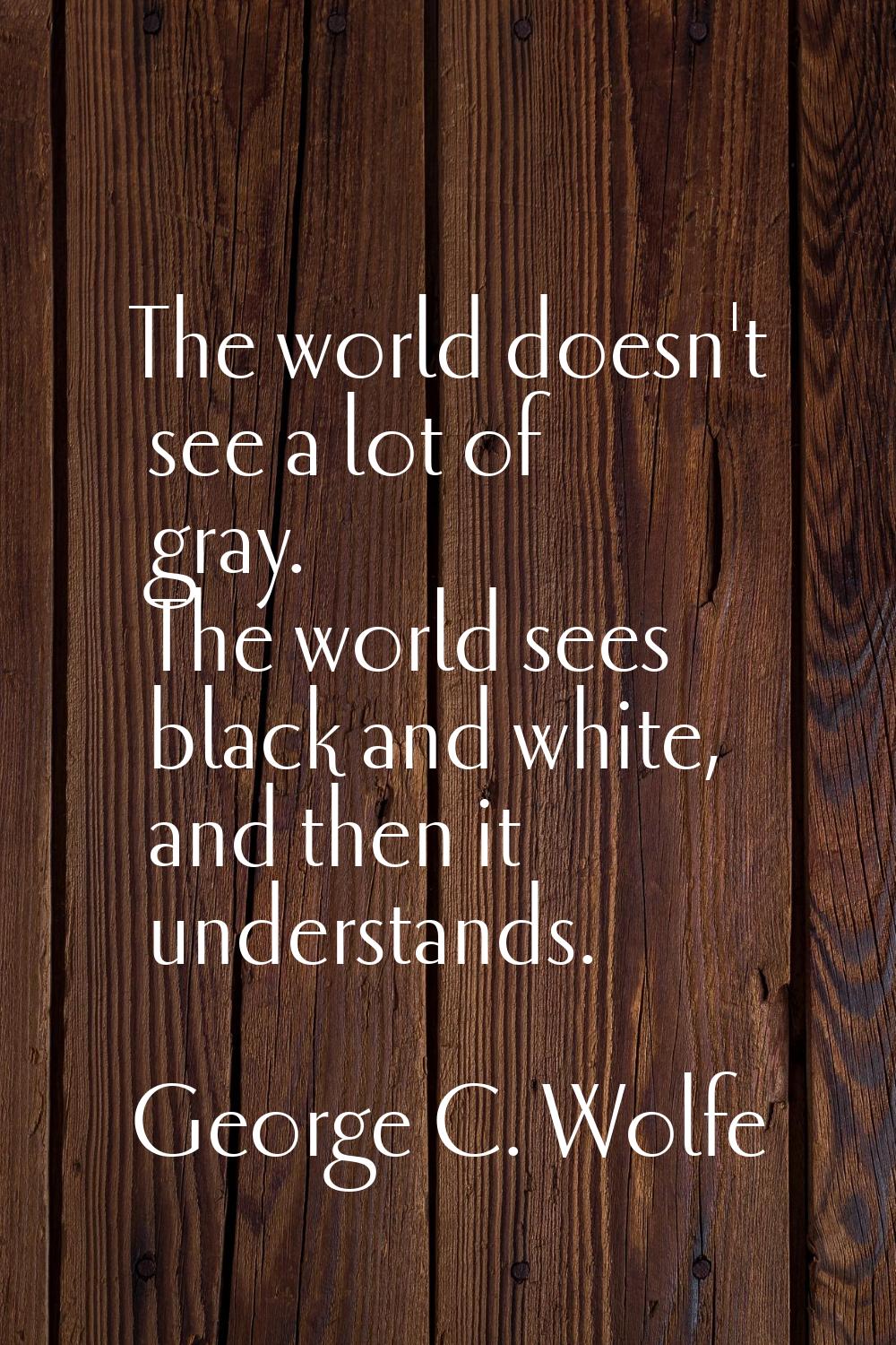 The world doesn't see a lot of gray. The world sees black and white, and then it understands.