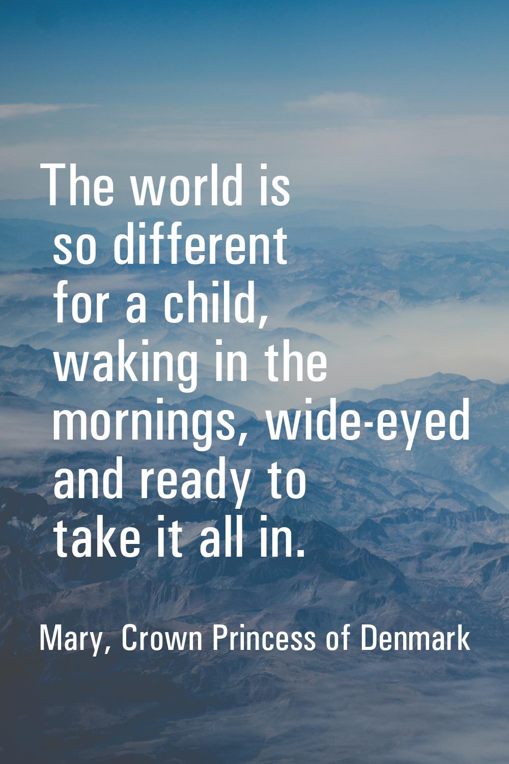 The world is so different for a child, waking in the mornings, wide-eyed and ready to take it all i