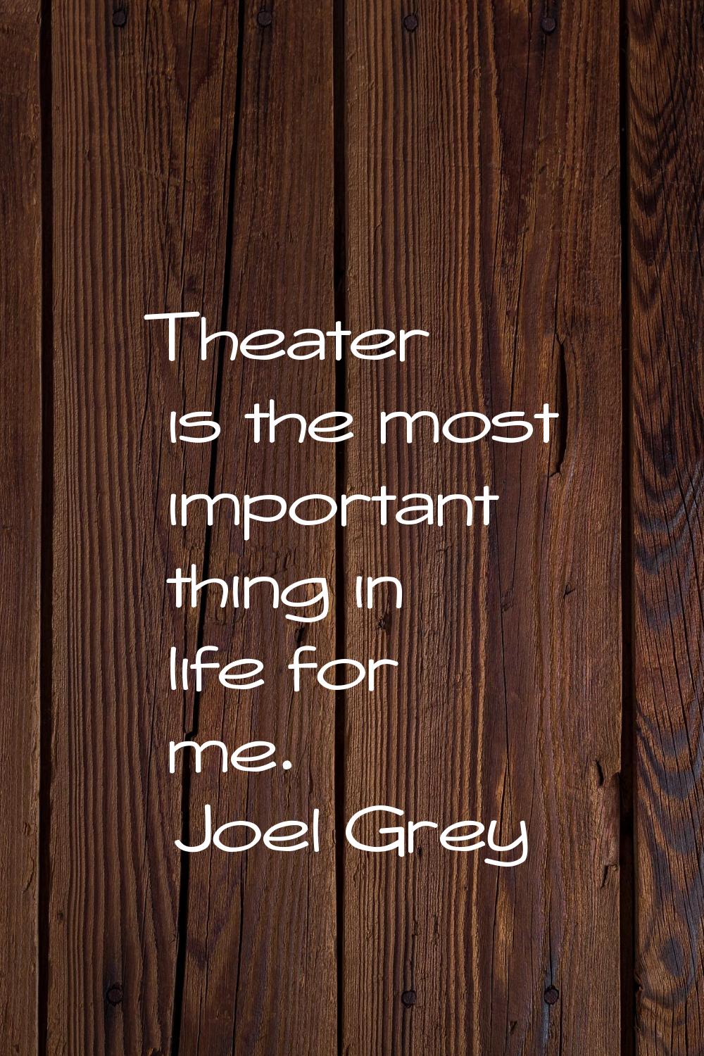Theater is the most important thing in life for me.