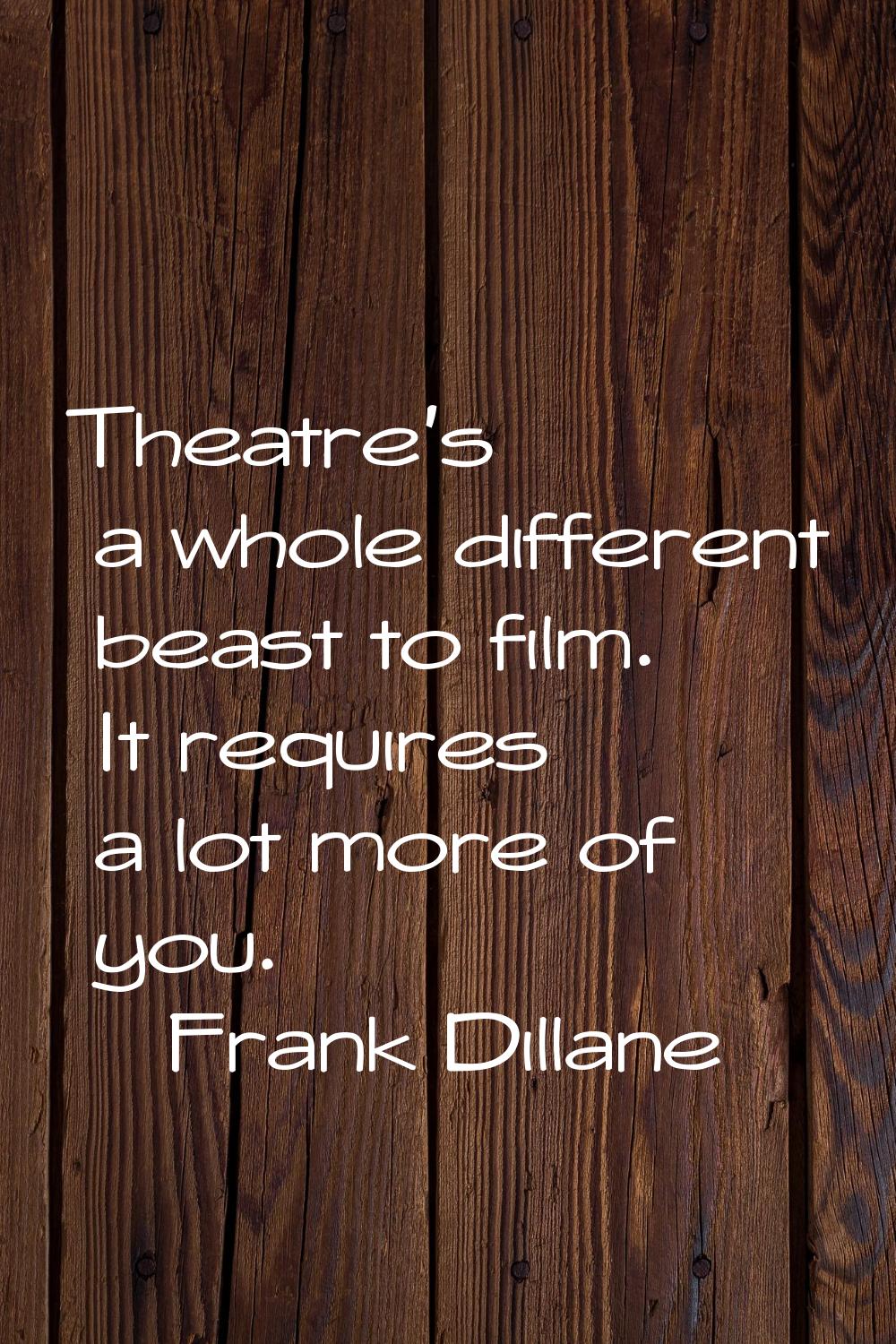 Theatre's a whole different beast to film. It requires a lot more of you.