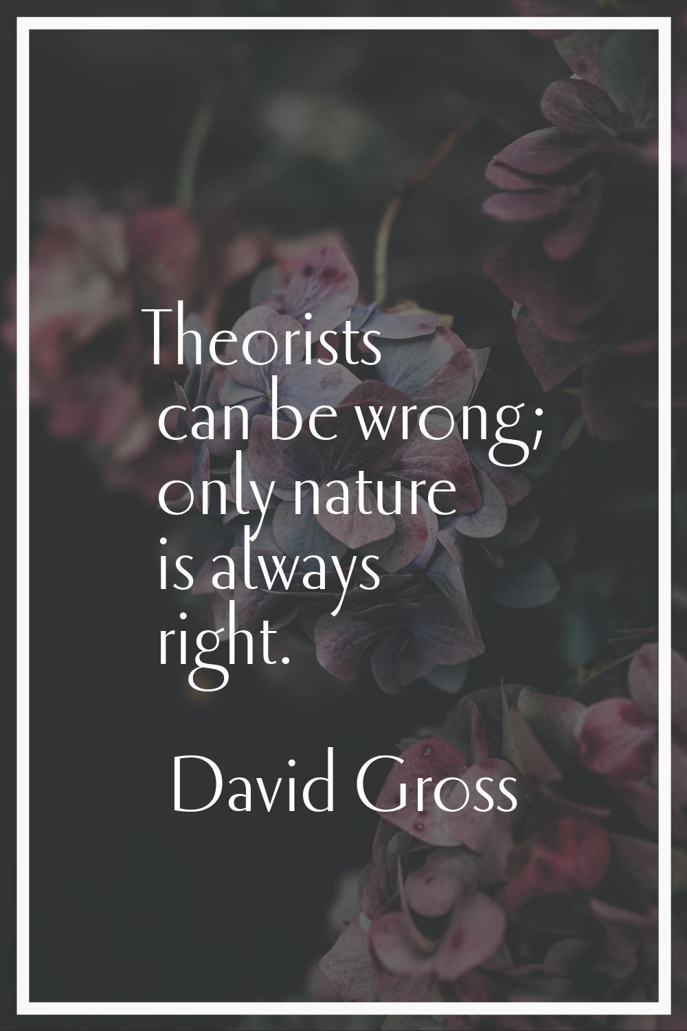Theorists can be wrong; only nature is always right.