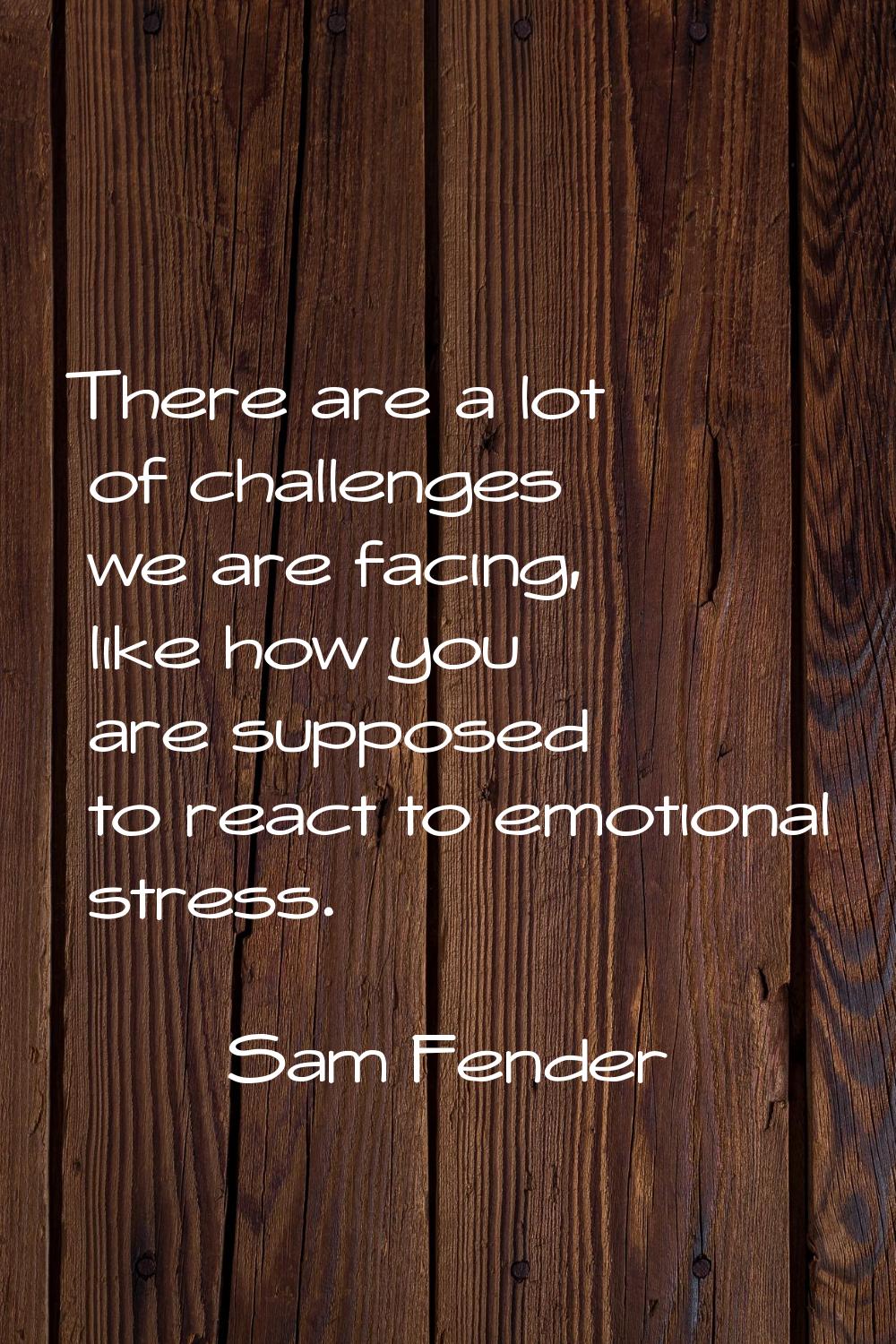 There are a lot of challenges we are facing, like how you are supposed to react to emotional stress