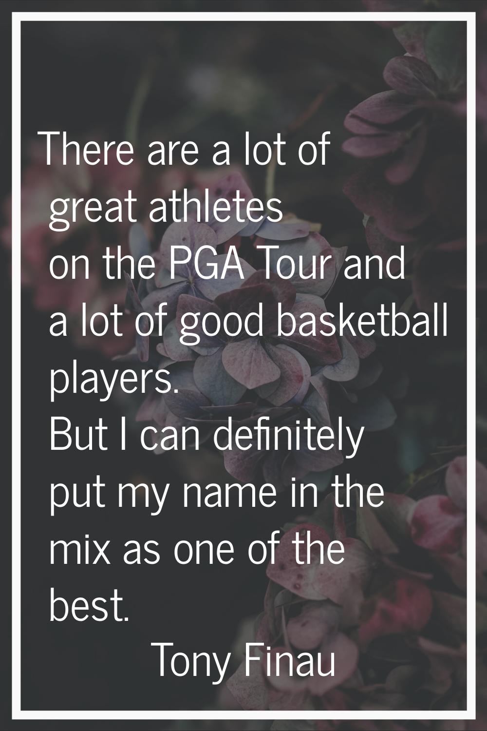 There are a lot of great athletes on the PGA Tour and a lot of good basketball players. But I can d