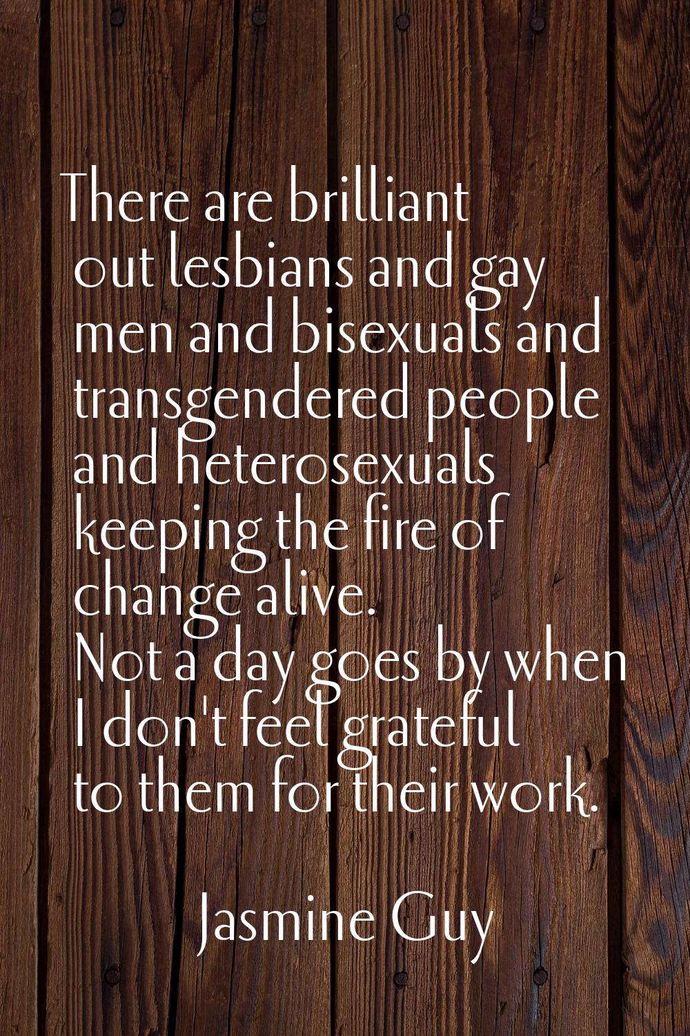 There are brilliant out lesbians and gay men and bisexuals and transgendered people and heterosexua