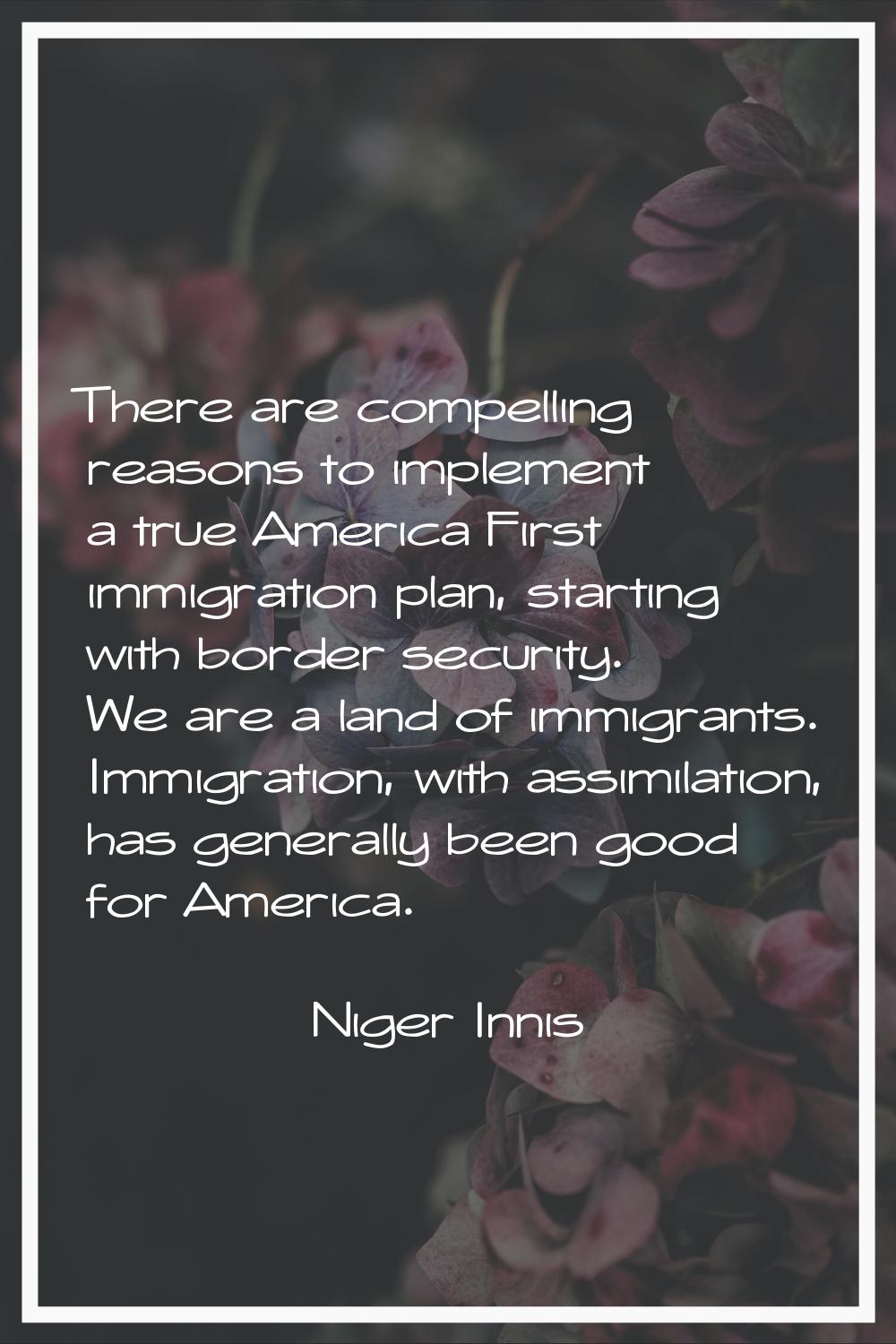 There are compelling reasons to implement a true America First immigration plan, starting with bord