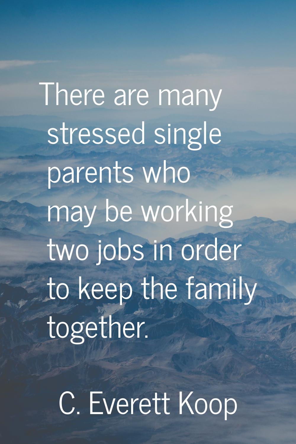 There are many stressed single parents who may be working two jobs in order to keep the family toge