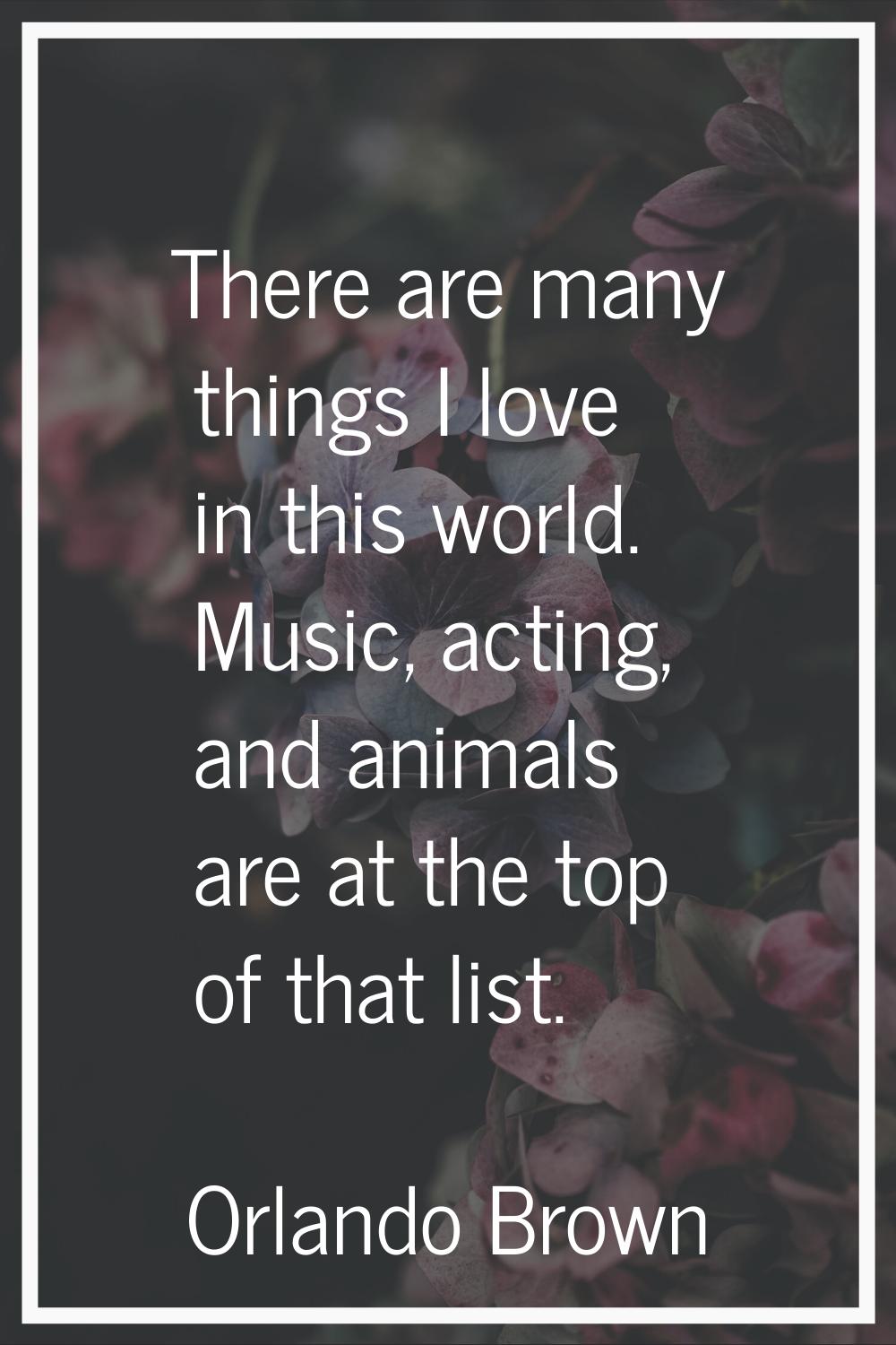 There are many things I love in this world. Music, acting, and animals are at the top of that list.