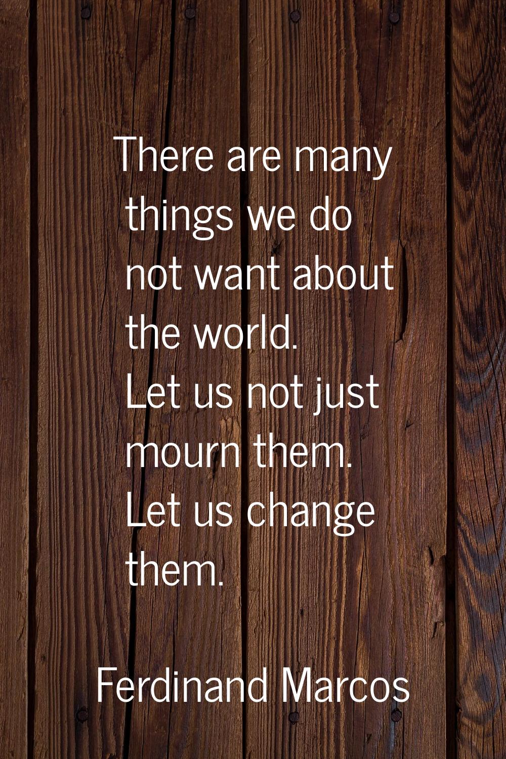 There are many things we do not want about the world. Let us not just mourn them. Let us change the