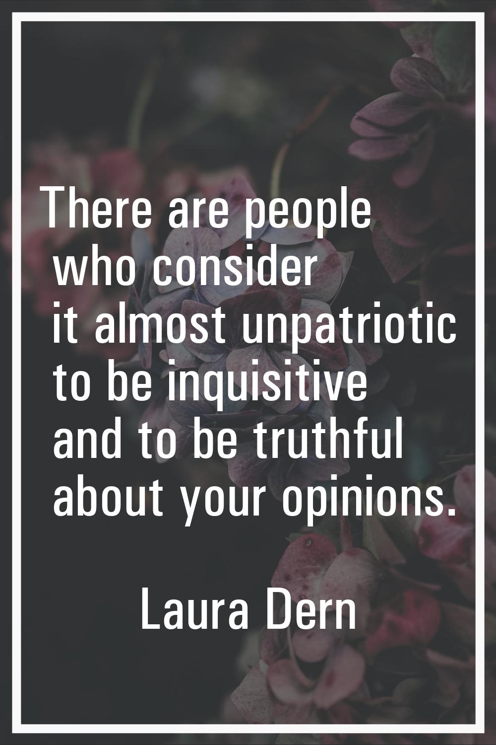 There are people who consider it almost unpatriotic to be inquisitive and to be truthful about your