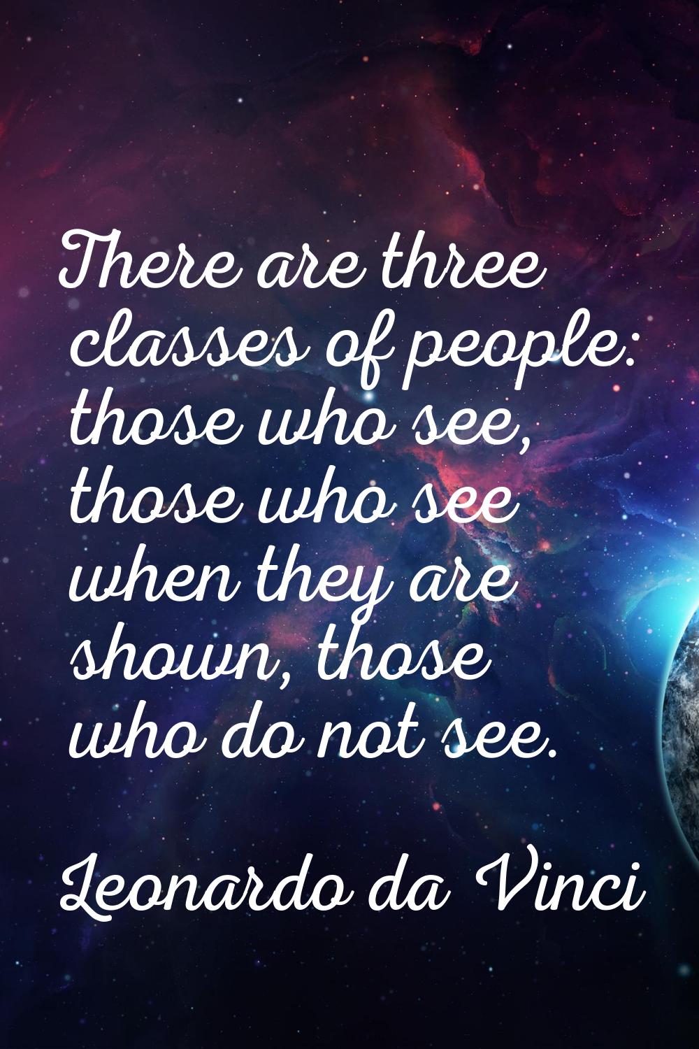 There are three classes of people: those who see, those who see when they are shown, those who do n