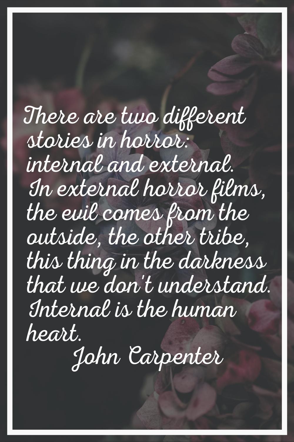 There are two different stories in horror: internal and external. In external horror films, the evi
