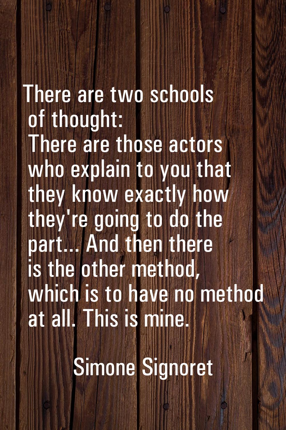 There are two schools of thought: There are those actors who explain to you that they know exactly 