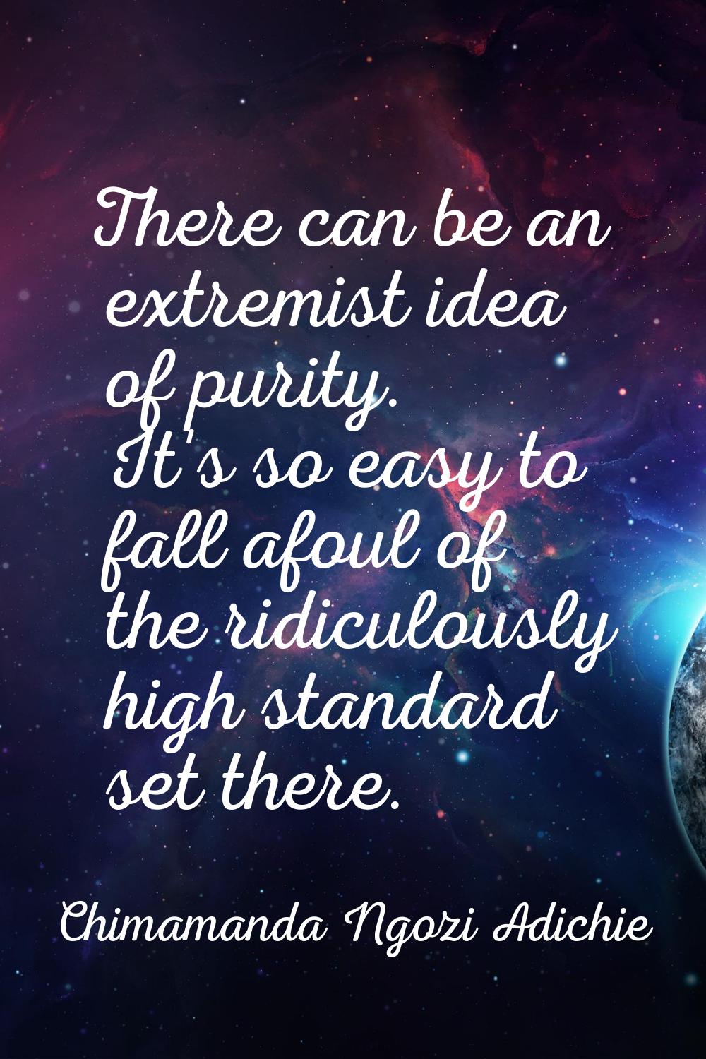 There can be an extremist idea of purity. It's so easy to fall afoul of the ridiculously high stand