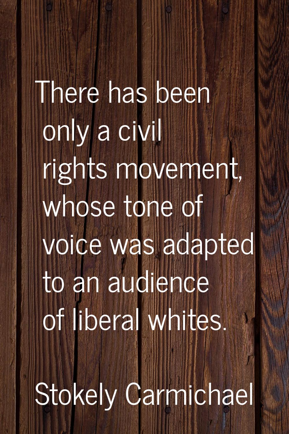 There has been only a civil rights movement, whose tone of voice was adapted to an audience of libe