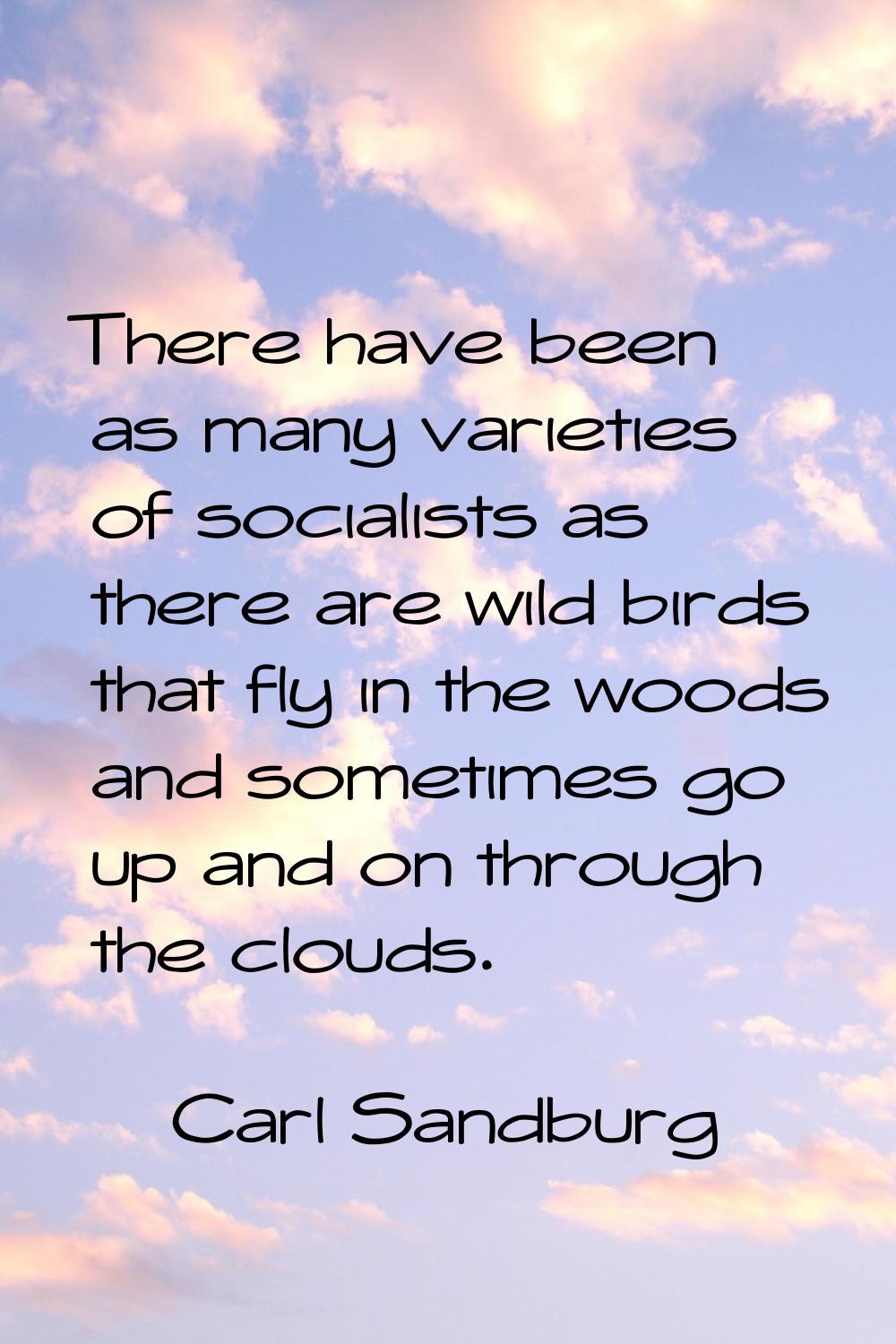 There have been as many varieties of socialists as there are wild birds that fly in the woods and s