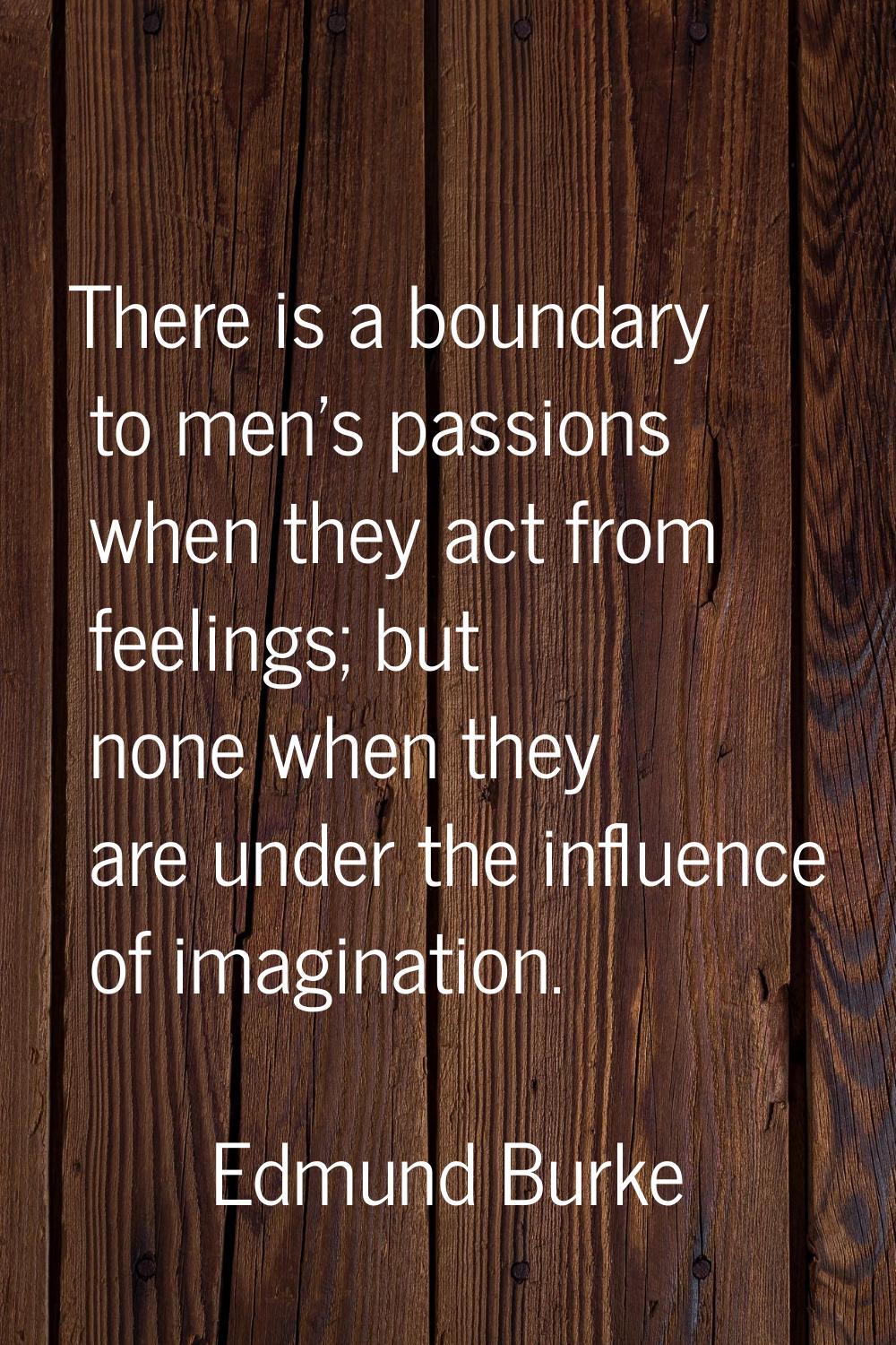 There is a boundary to men's passions when they act from feelings; but none when they are under the