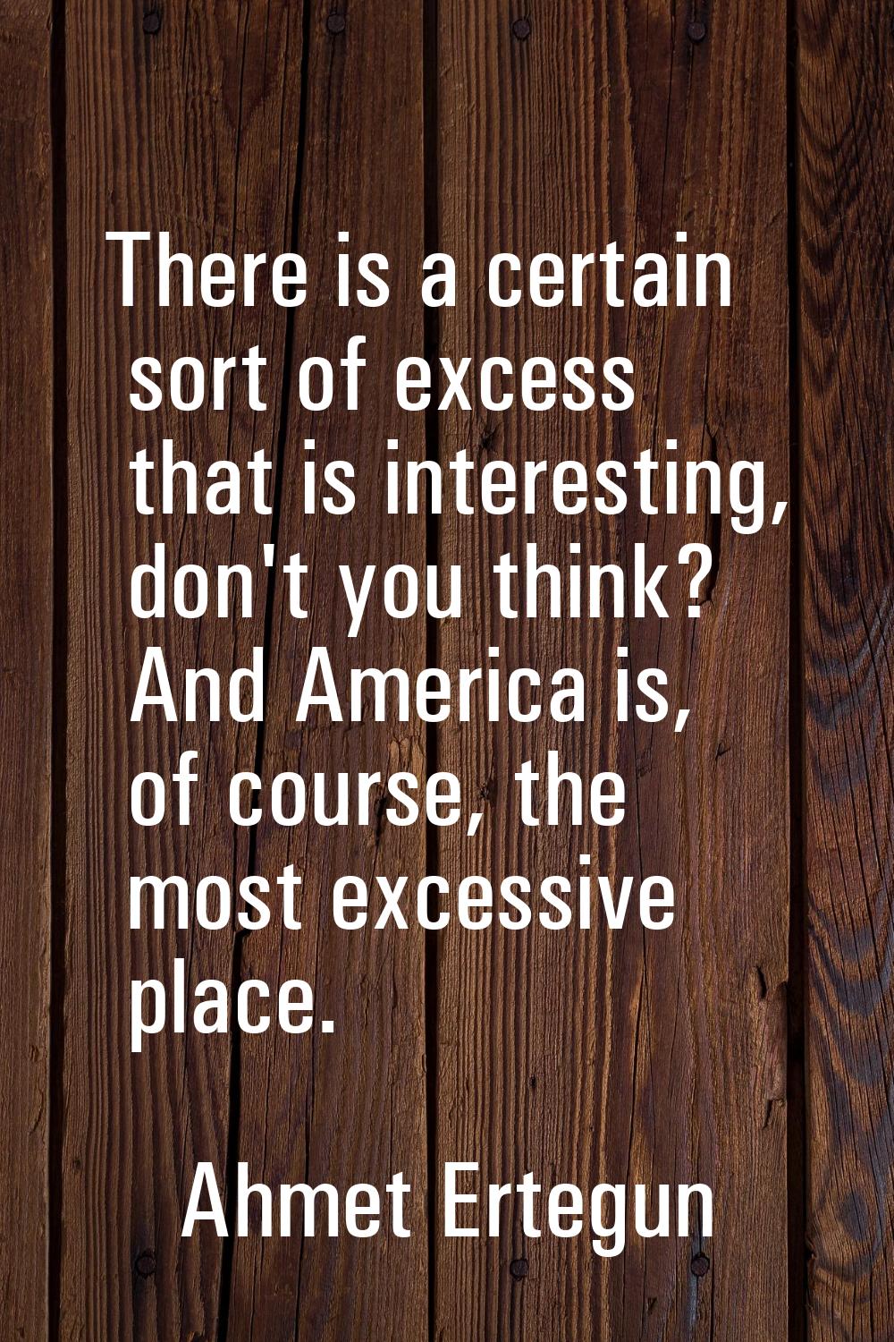 There is a certain sort of excess that is interesting, don't you think? And America is, of course, 