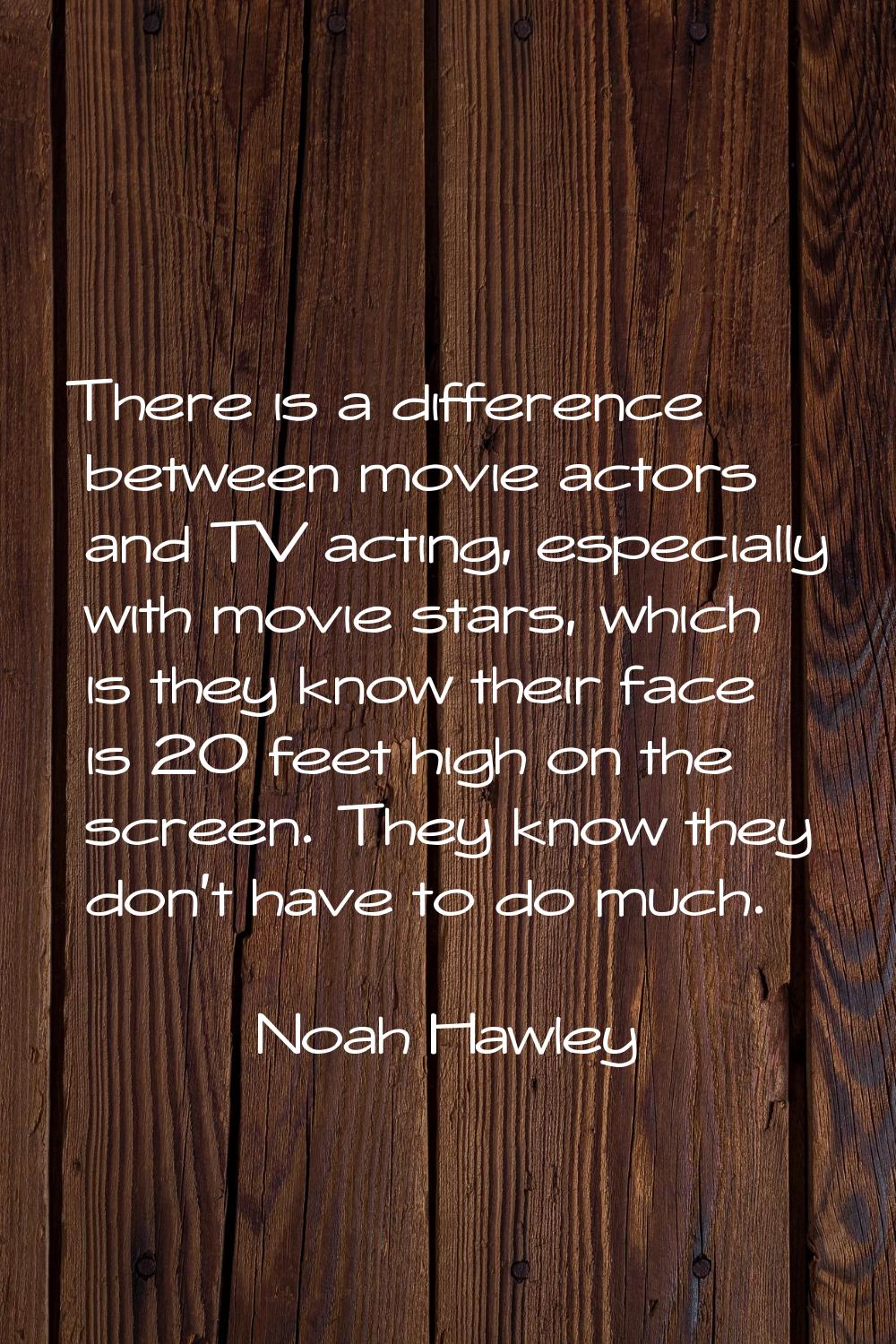 There is a difference between movie actors and TV acting, especially with movie stars, which is the