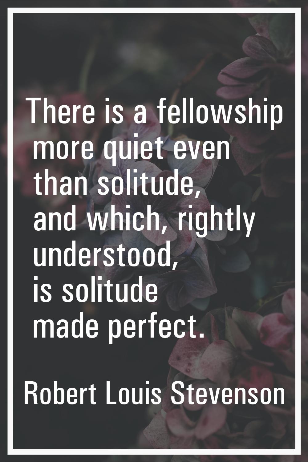 There is a fellowship more quiet even than solitude, and which, rightly understood, is solitude mad