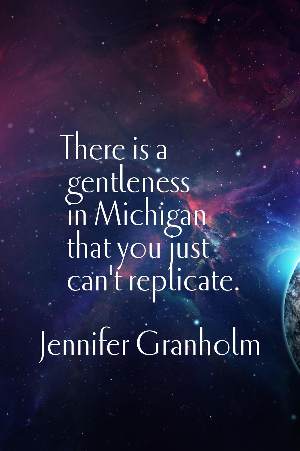 There is a gentleness in Michigan that you just can't replicate.