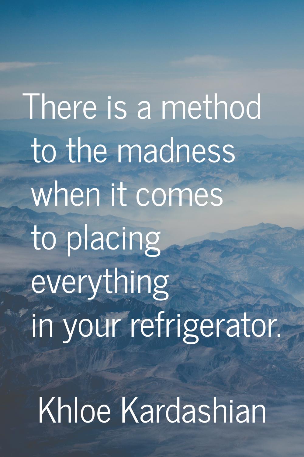 There is a method to the madness when it comes to placing everything in your refrigerator.