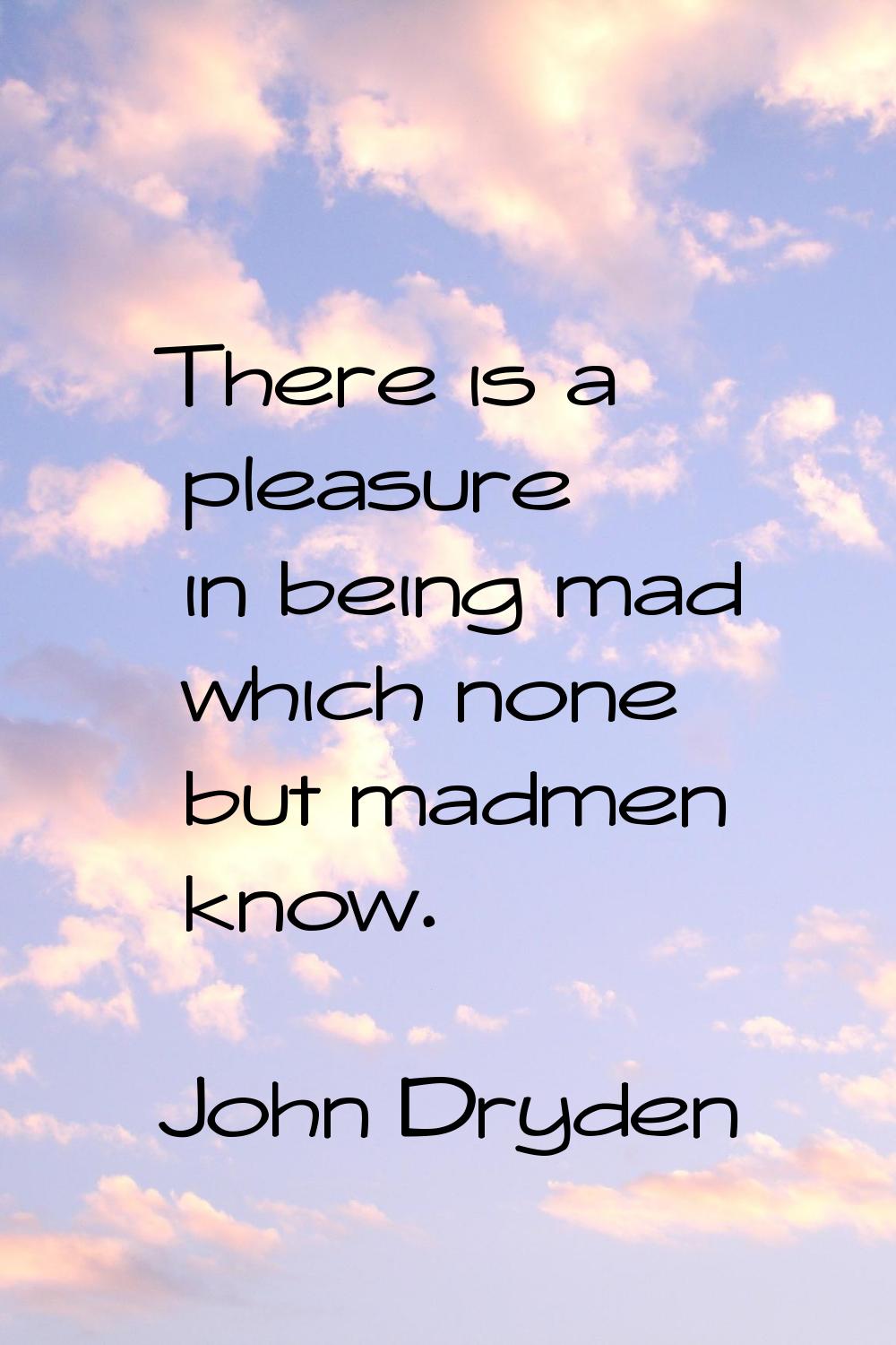 There is a pleasure in being mad which none but madmen know.