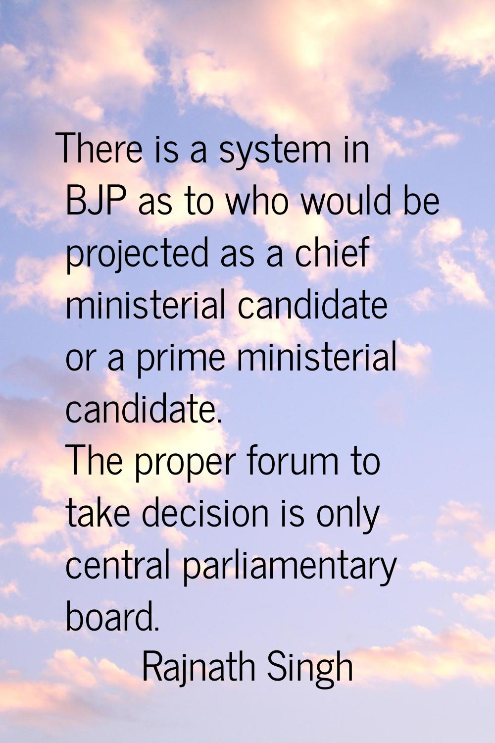 There is a system in BJP as to who would be projected as a chief ministerial candidate or a prime m