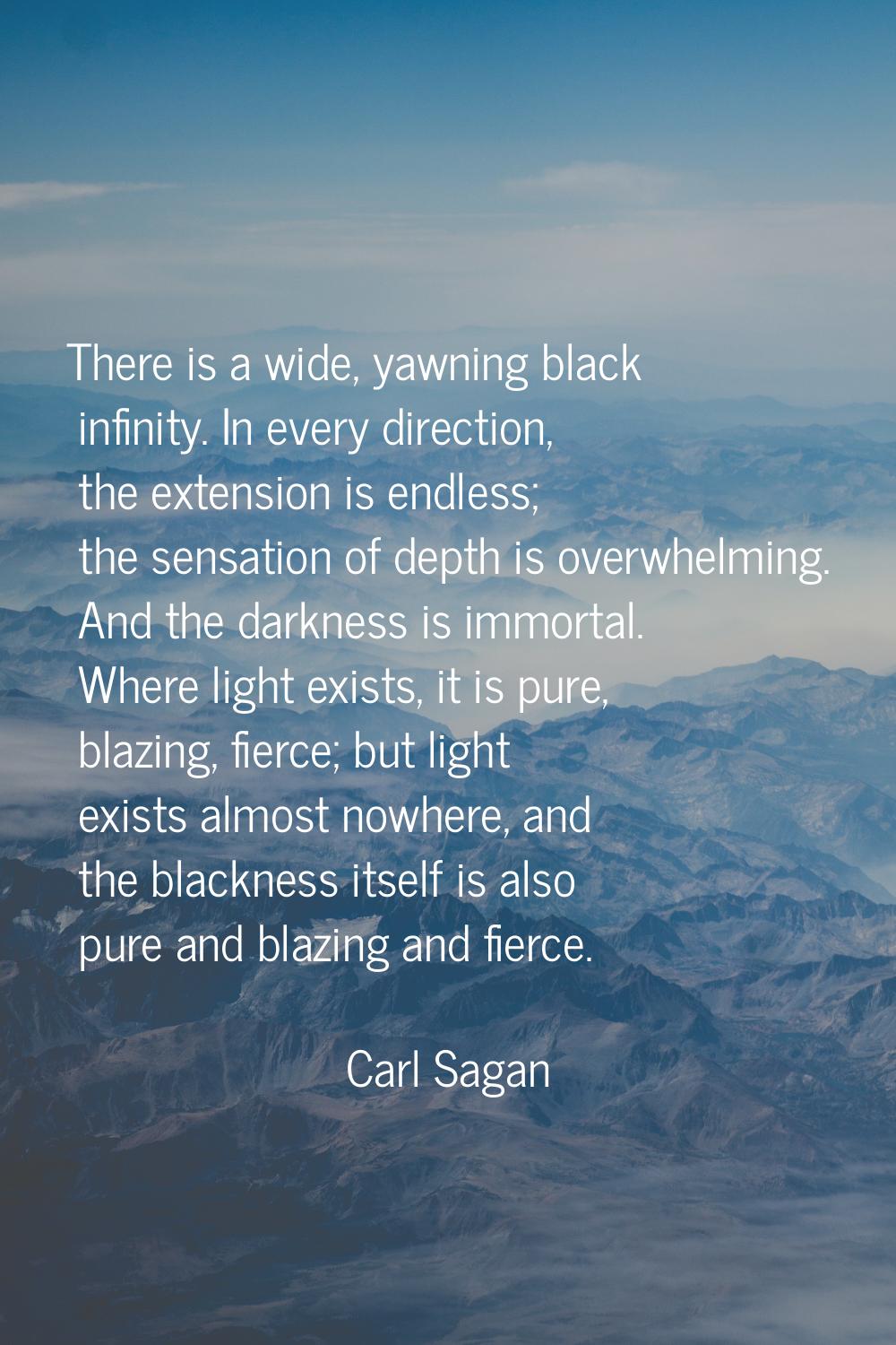 There is a wide, yawning black infinity. In every direction, the extension is endless; the sensatio