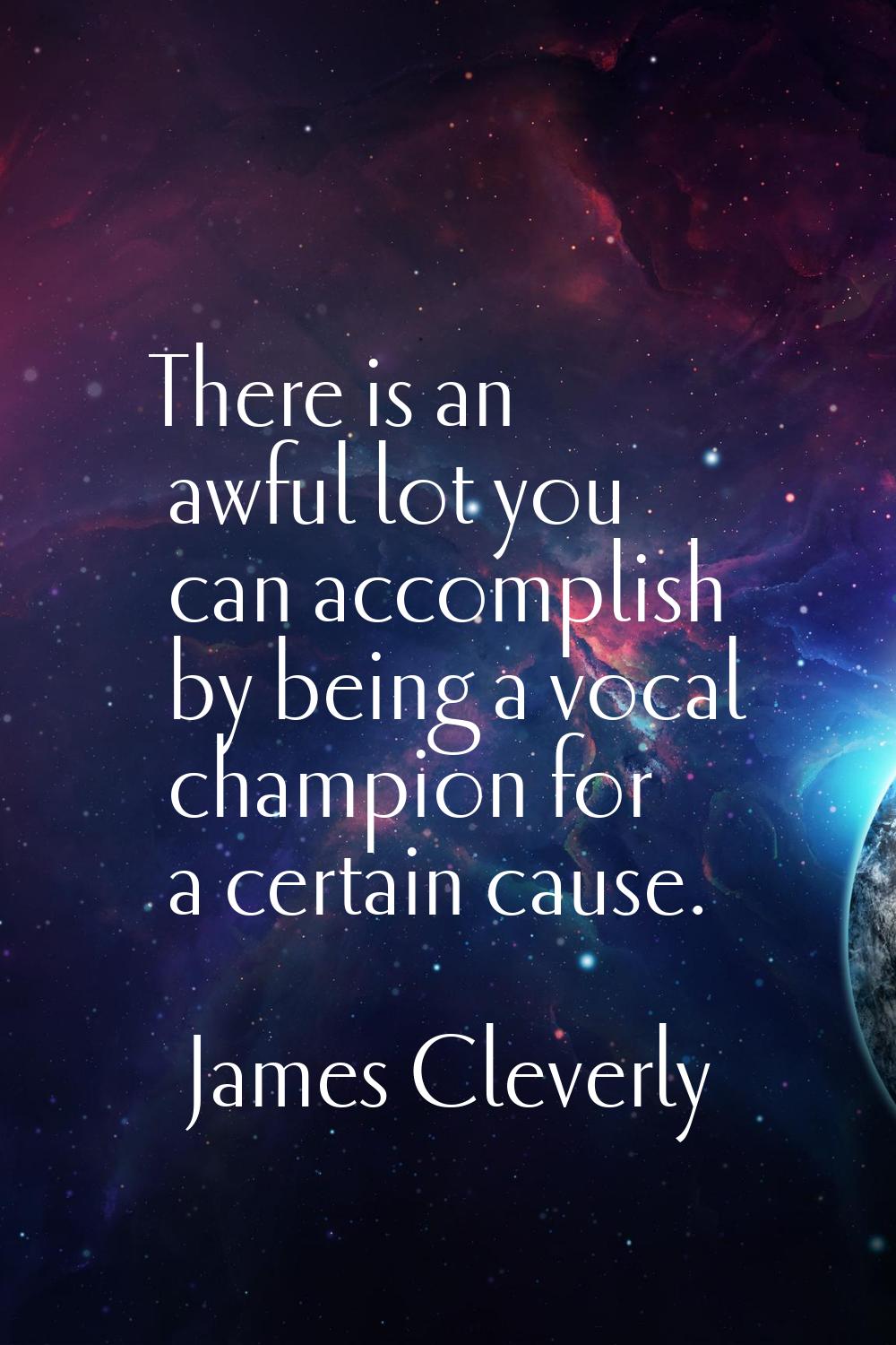 There is an awful lot you can accomplish by being a vocal champion for a certain cause.
