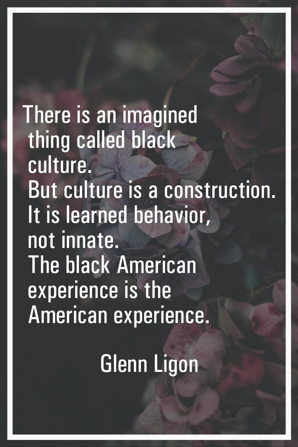 There is an imagined thing called black culture. But culture is a construction. It is learned behav