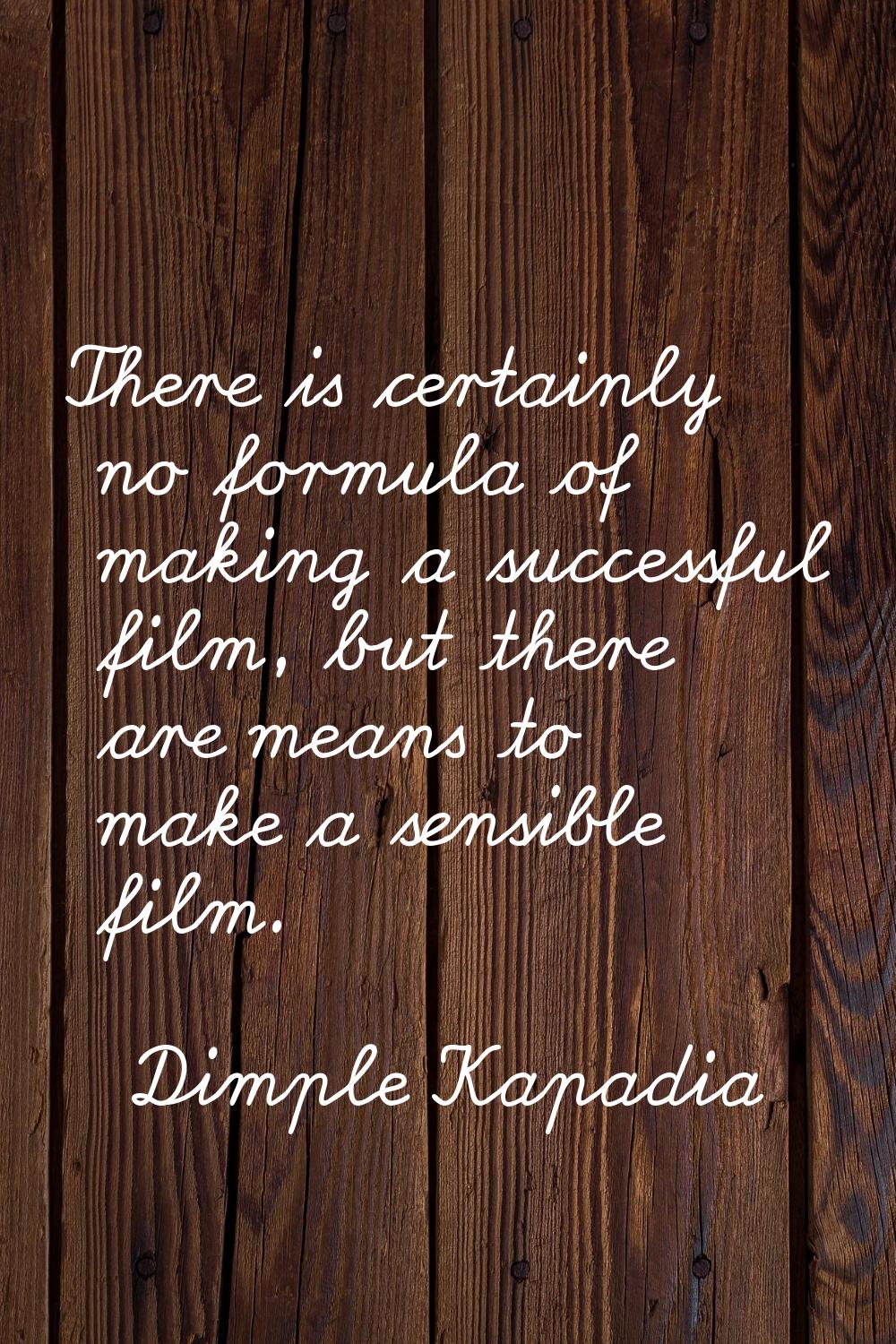 There is certainly no formula of making a successful film, but there are means to make a sensible f