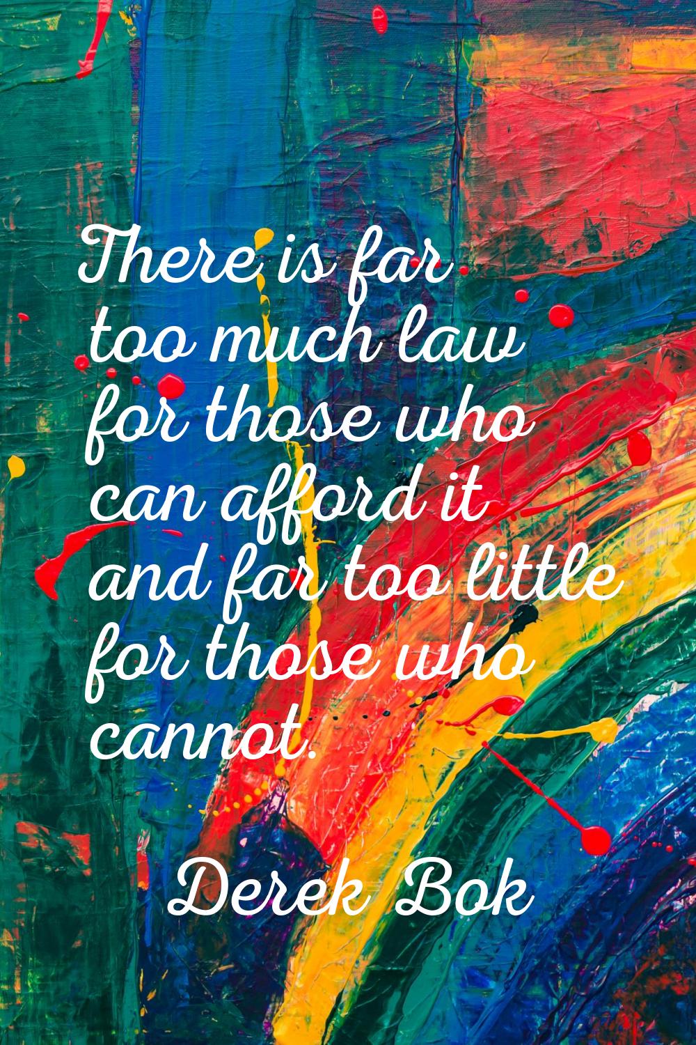 There is far too much law for those who can afford it and far too little for those who cannot.