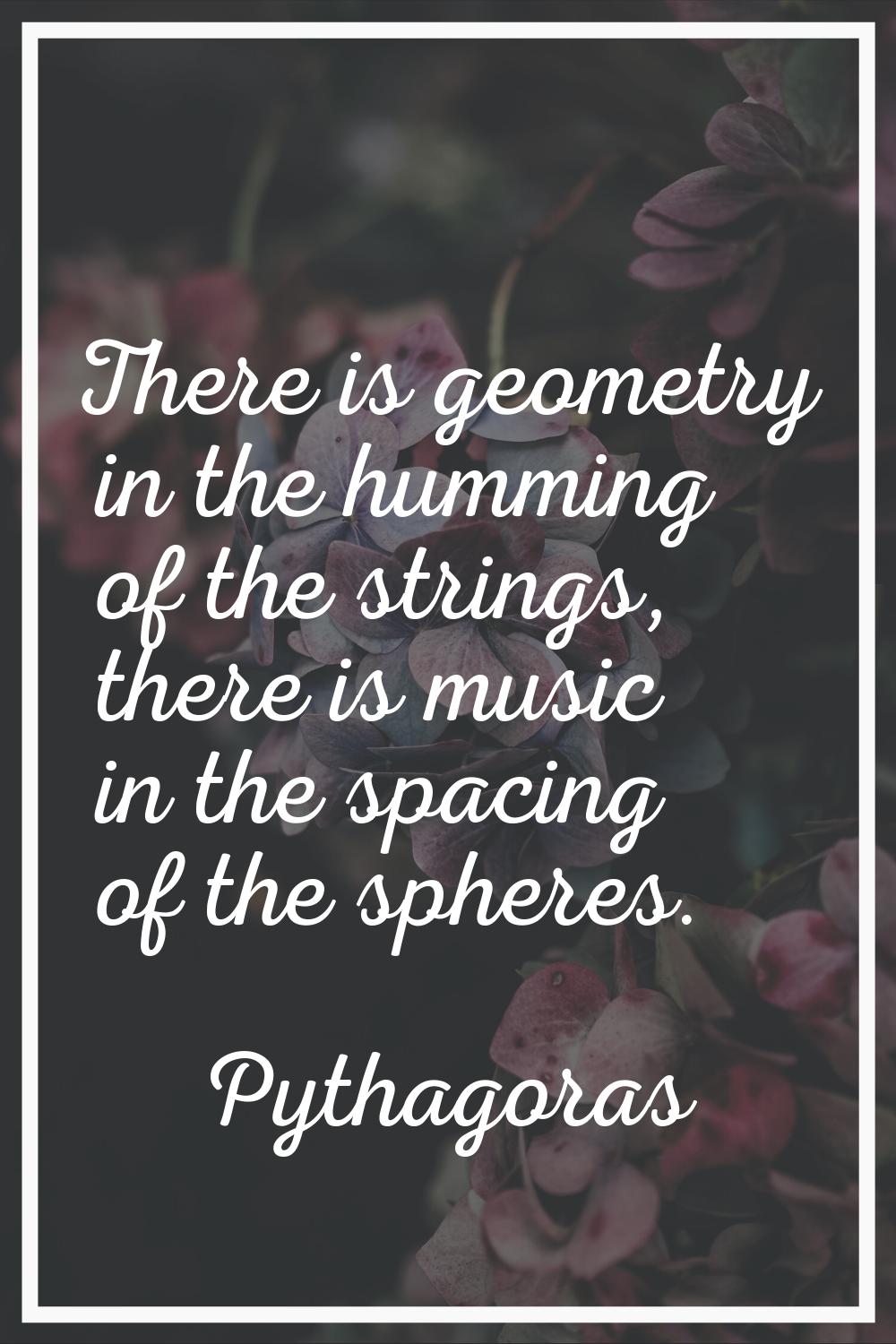 There is geometry in the humming of the strings, there is music in the spacing of the spheres.