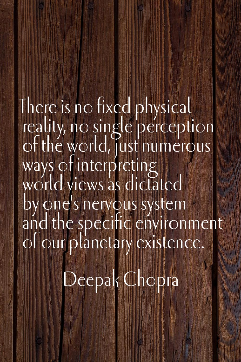 There is no fixed physical reality, no single perception of the world, just numerous ways of interp