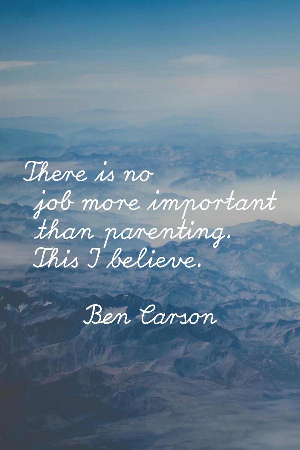 There is no job more important than parenting. This I believe.