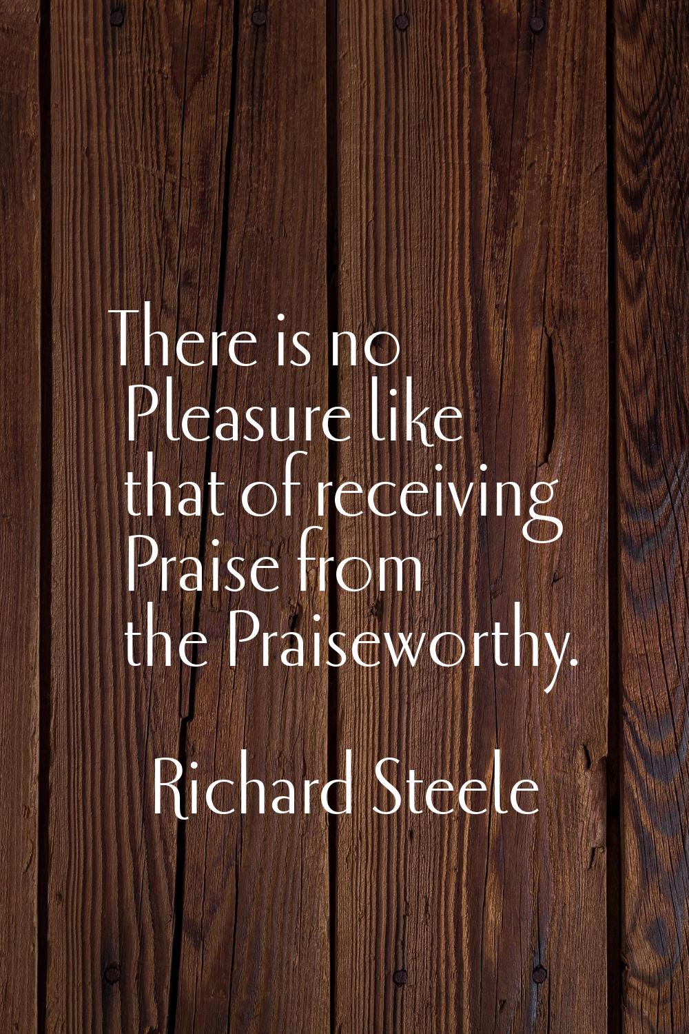 There is no Pleasure like that of receiving Praise from the Praiseworthy.