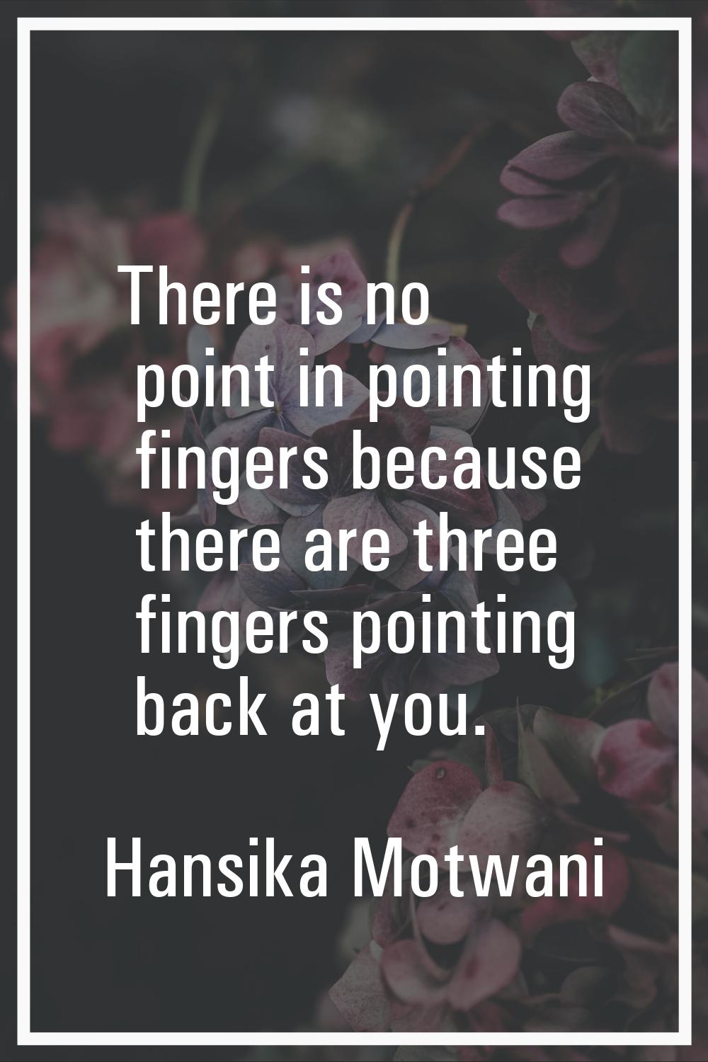 There is no point in pointing fingers because there are three fingers pointing back at you.