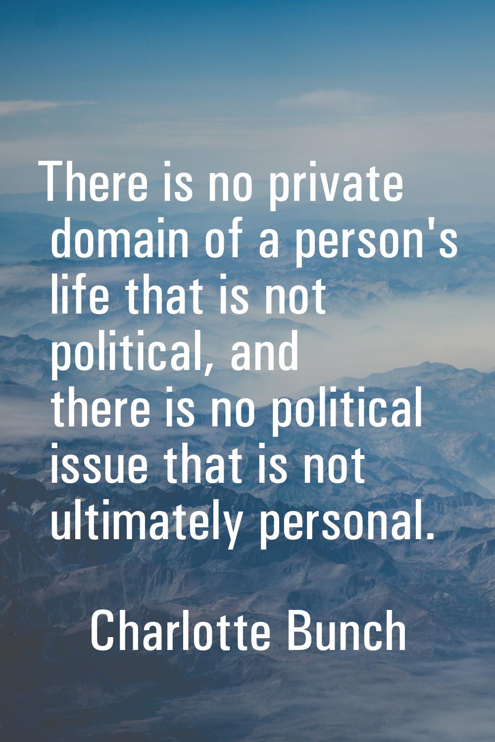 There is no private domain of a person's life that is not political, and there is no political issu