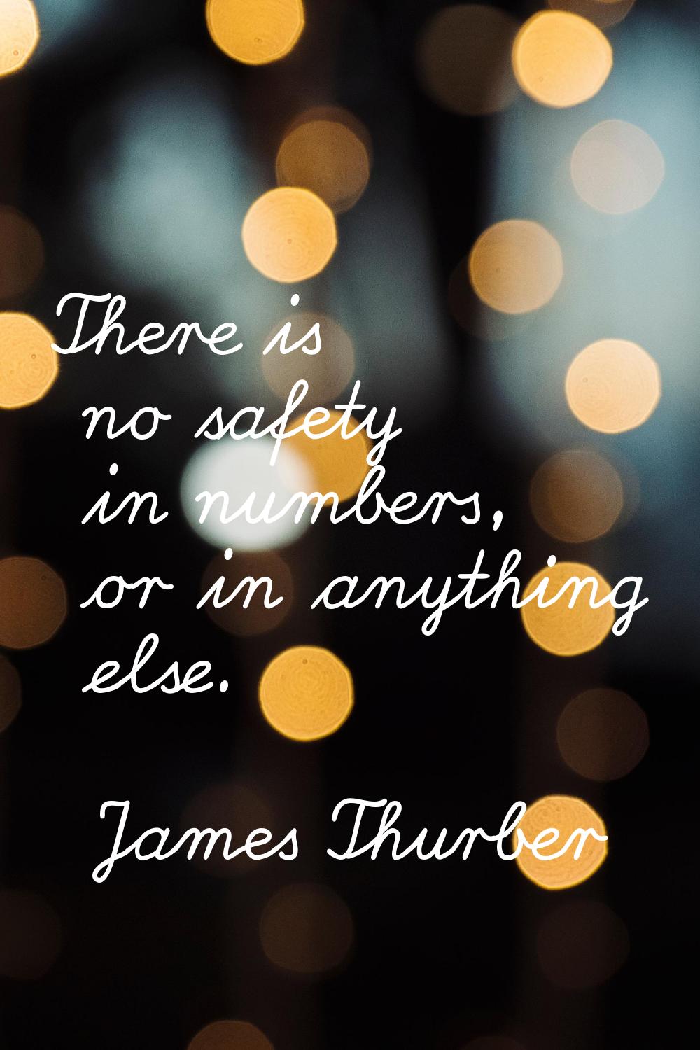 There is no safety in numbers, or in anything else.