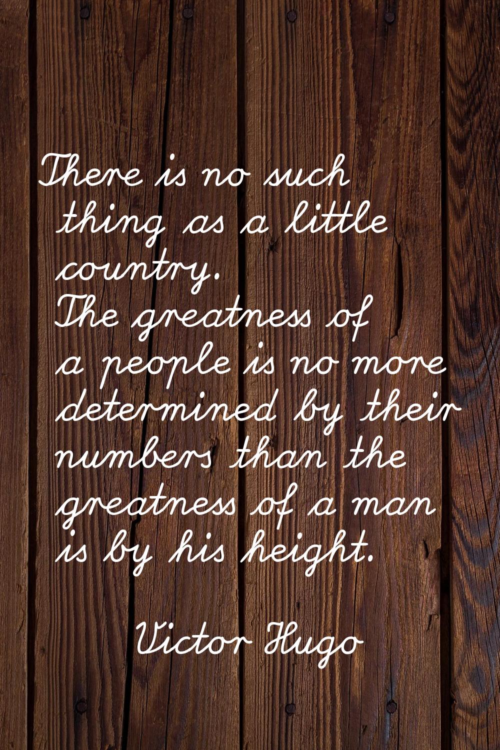 There is no such thing as a little country. The greatness of a people is no more determined by thei
