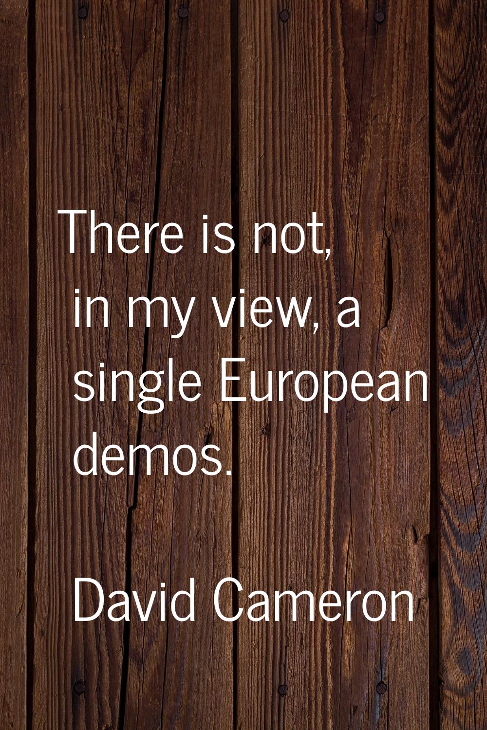 There is not, in my view, a single European demos.