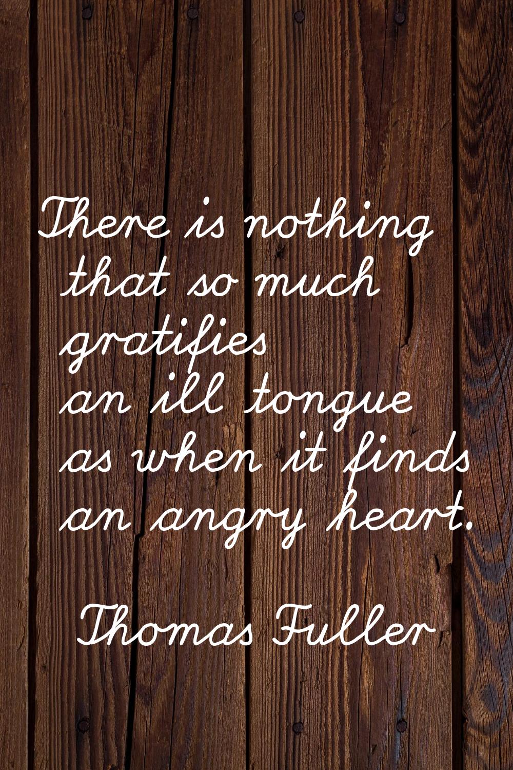 There is nothing that so much gratifies an ill tongue as when it finds an angry heart.
