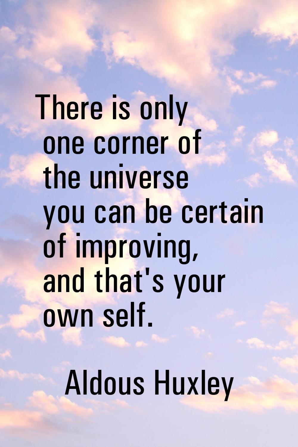 There is only one corner of the universe you can be certain of improving, and that's your own self.