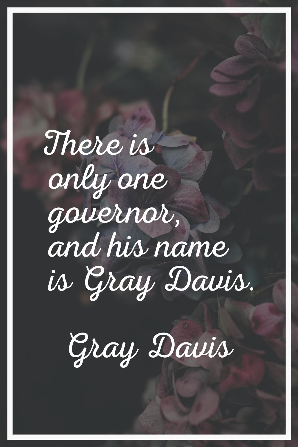 There is only one governor, and his name is Gray Davis.