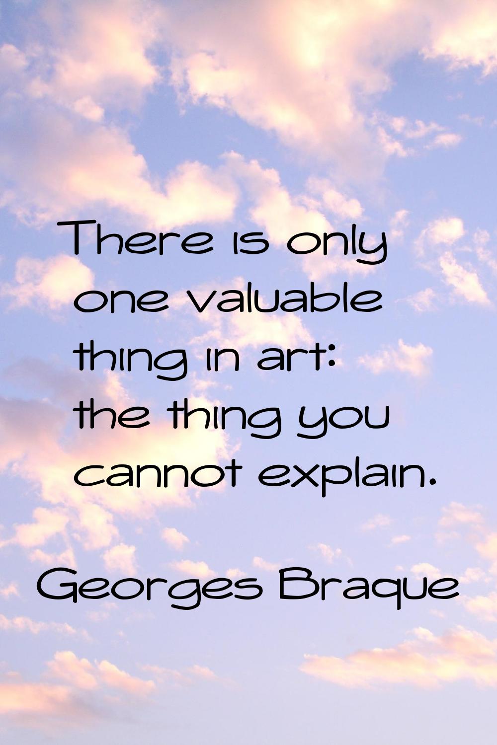 There is only one valuable thing in art: the thing you cannot explain.